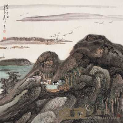 蔡天雄 湖光山色图 片 120×120cm